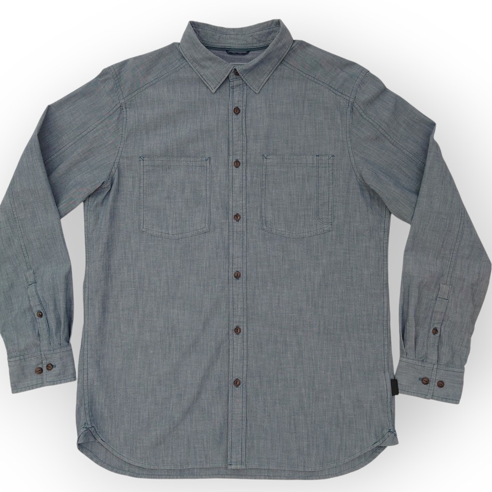 The North Face Montgomery Blue Chambray Button Up Work Shirt Mens L NF0A37J2